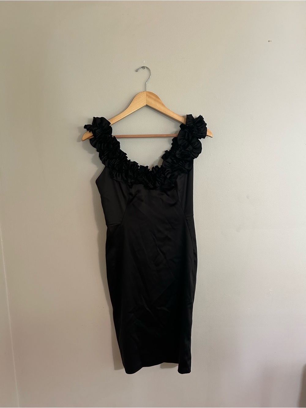 White House Black Market Black Ruffle-Trim Midi Dress